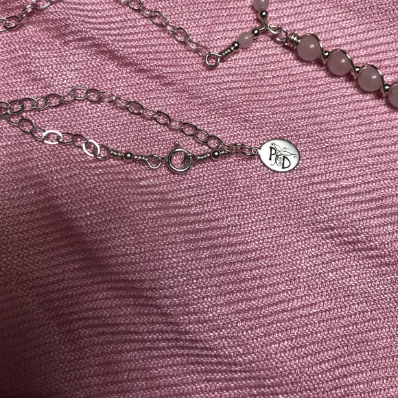 Rose Quartz Necklace- Sterling Silver Rose Quartz Y Necklace - Hand Crafted - Picture 6 of 6